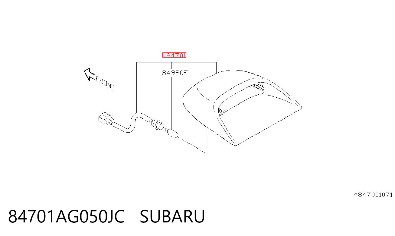 84701AG050JC Subaru Стоп-сигнал заднього скла