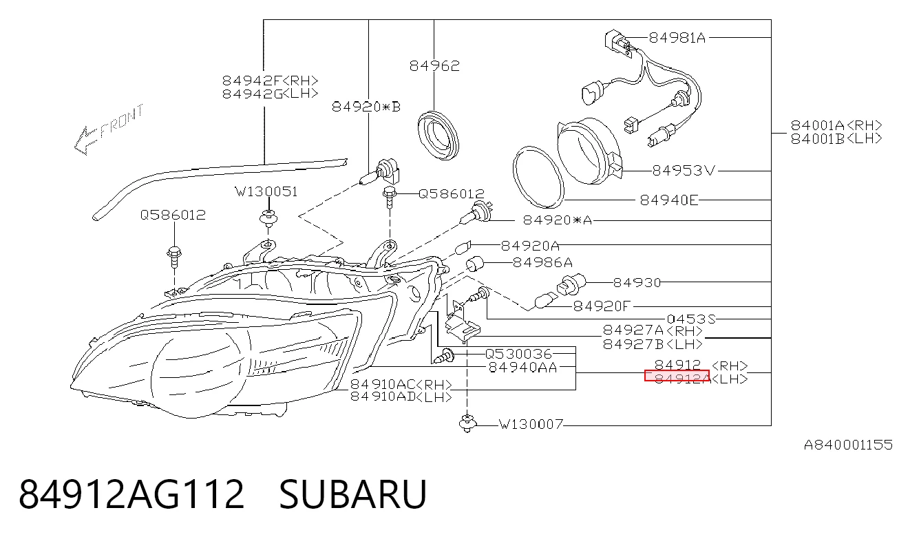 Фара дальнього світла в зборі на Subaru Legacy IV B13