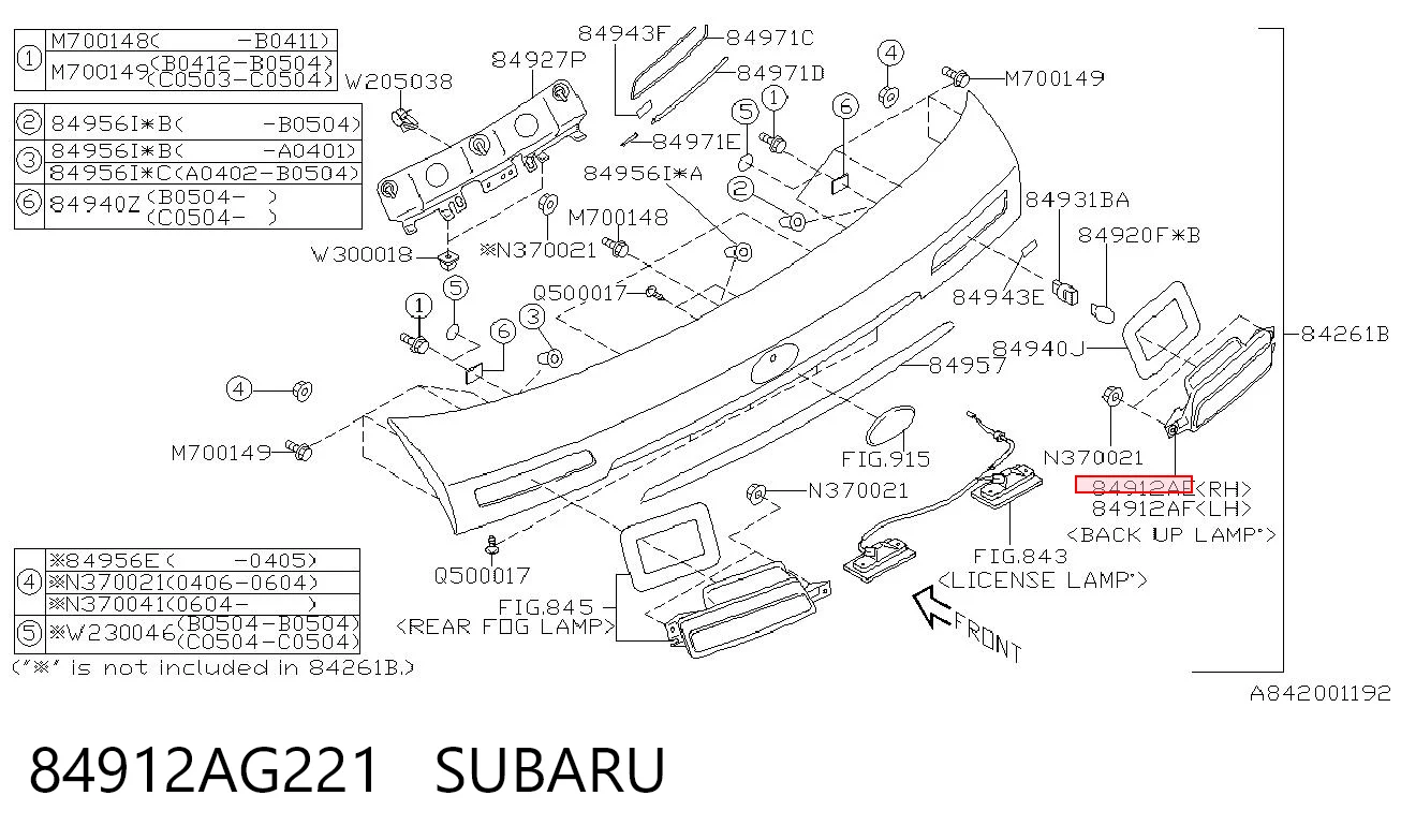 84912AG221 Subaru 