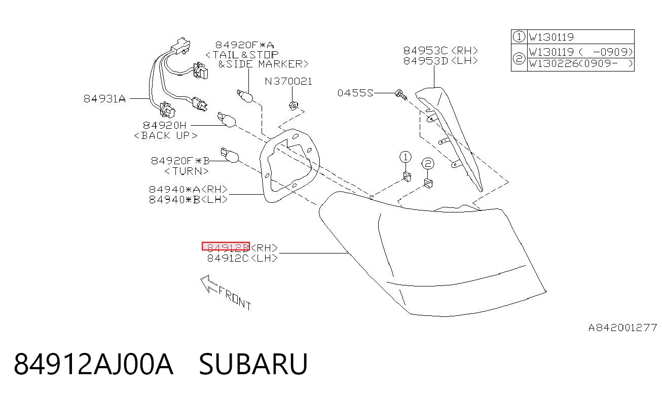 84912AJ00A Subaru Ліхтар задній правий