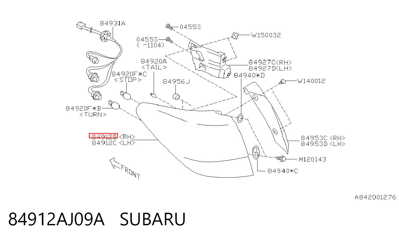 84912AJ09A Subaru Ліхтар задній правий
