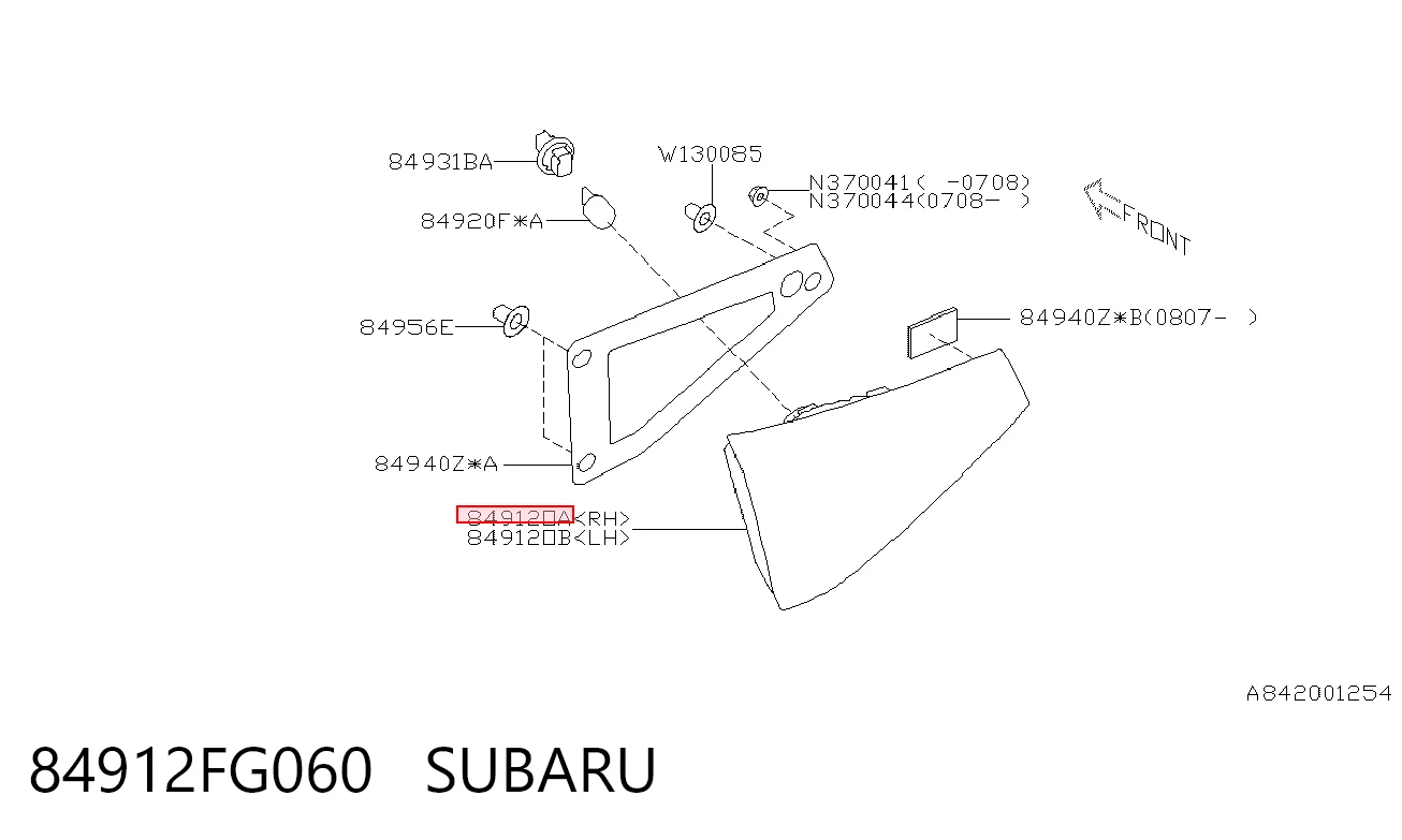 84912FG060 Subaru Ліхтар задній правий, внутрішній