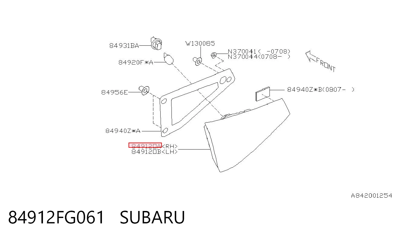 84912FG061 Subaru Ліхтар задній правий, внутрішній