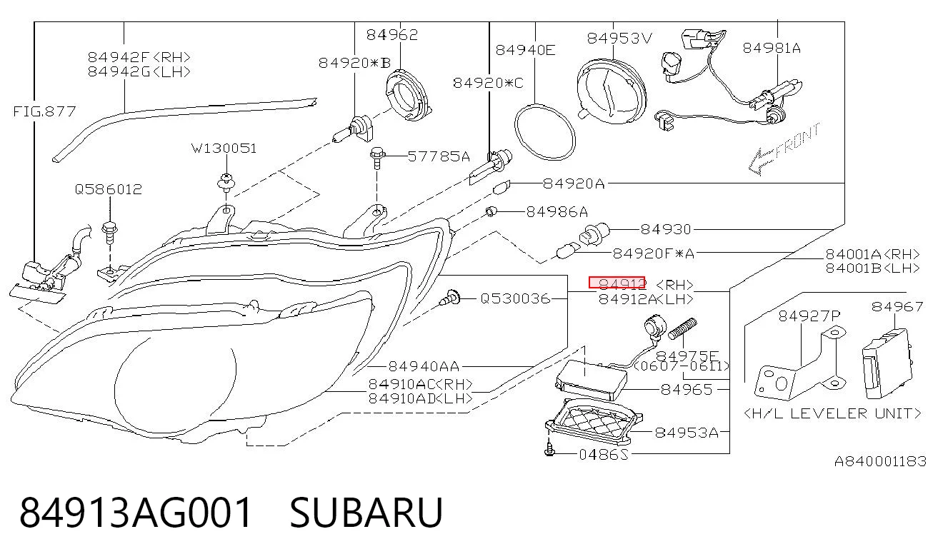 84913AG001 Subaru