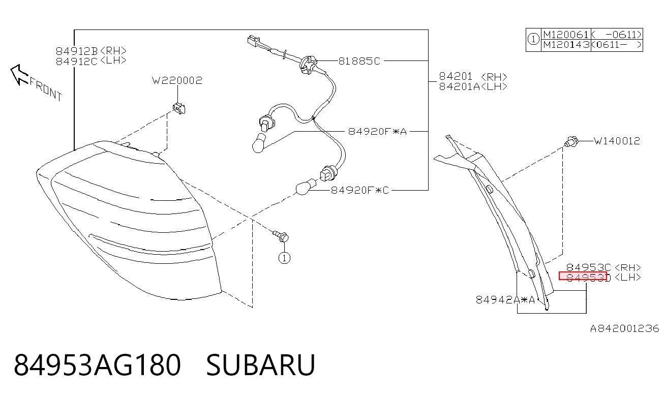 84953AG180 Subaru 