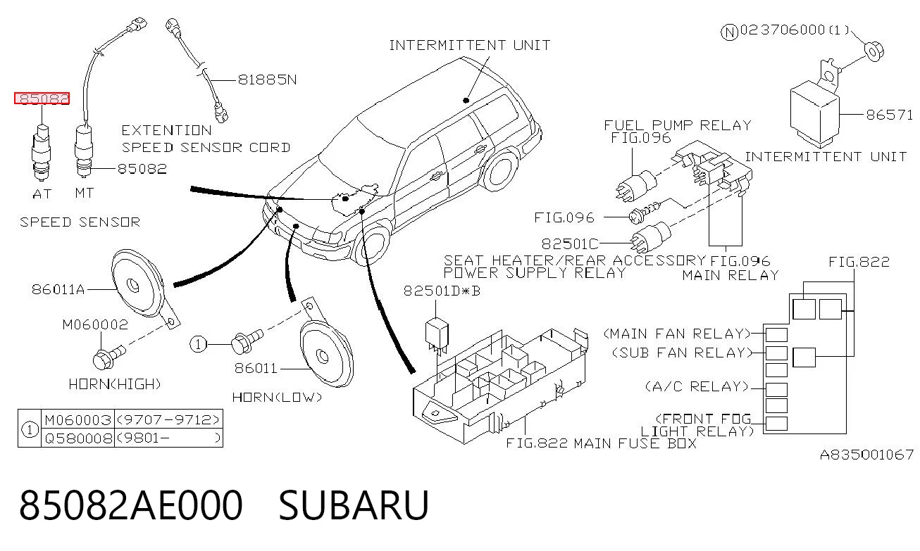 Датчик швидкості спідометра на Subaru Forester II S11, SG