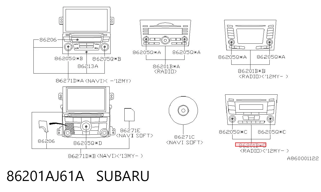 86201AJ61A Subaru Магнітола (радіо AM/FM)