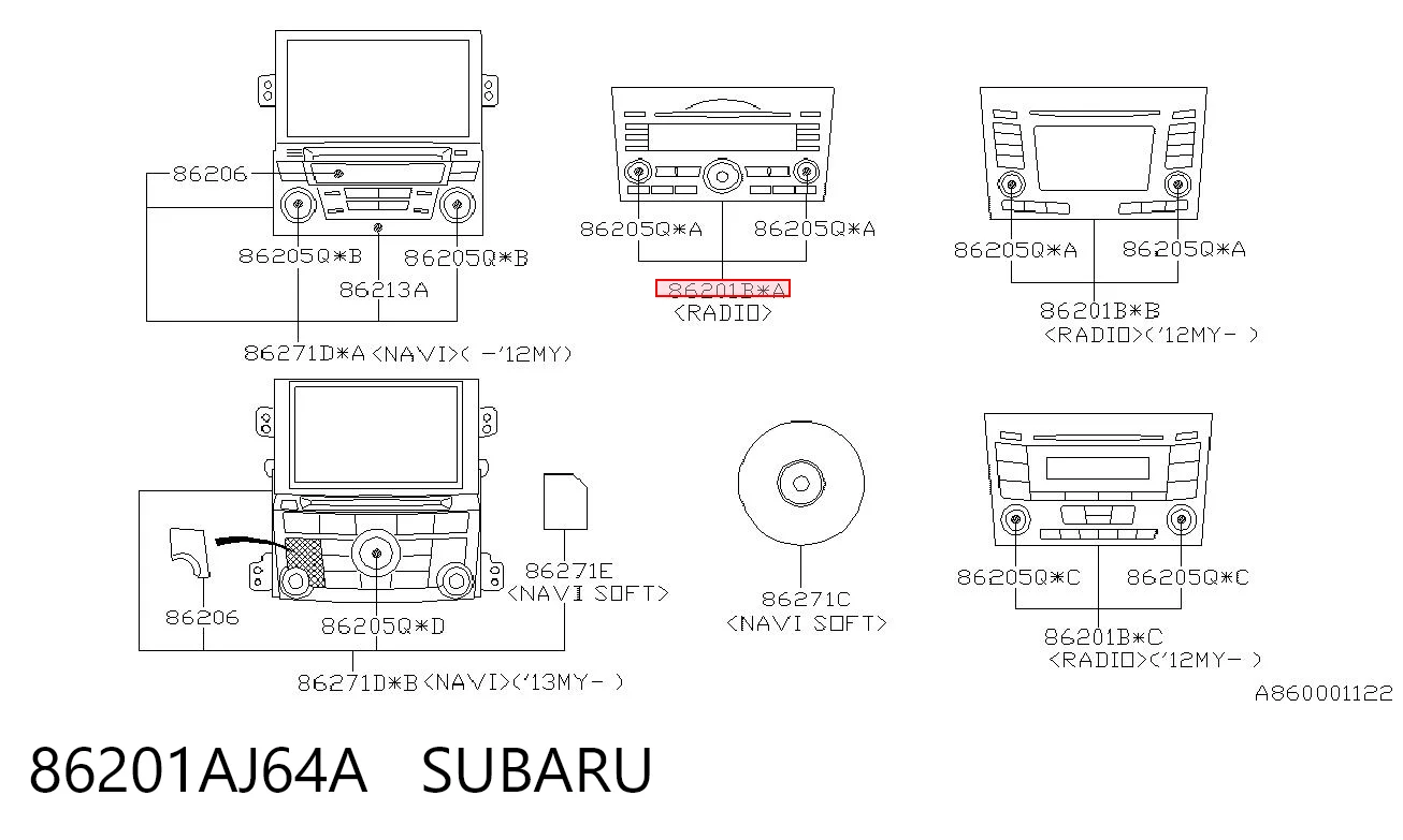 86201AJ64A Subaru Магнітола (радіо AM/FM)