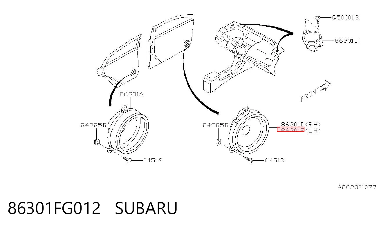 86301FG012 Subaru 