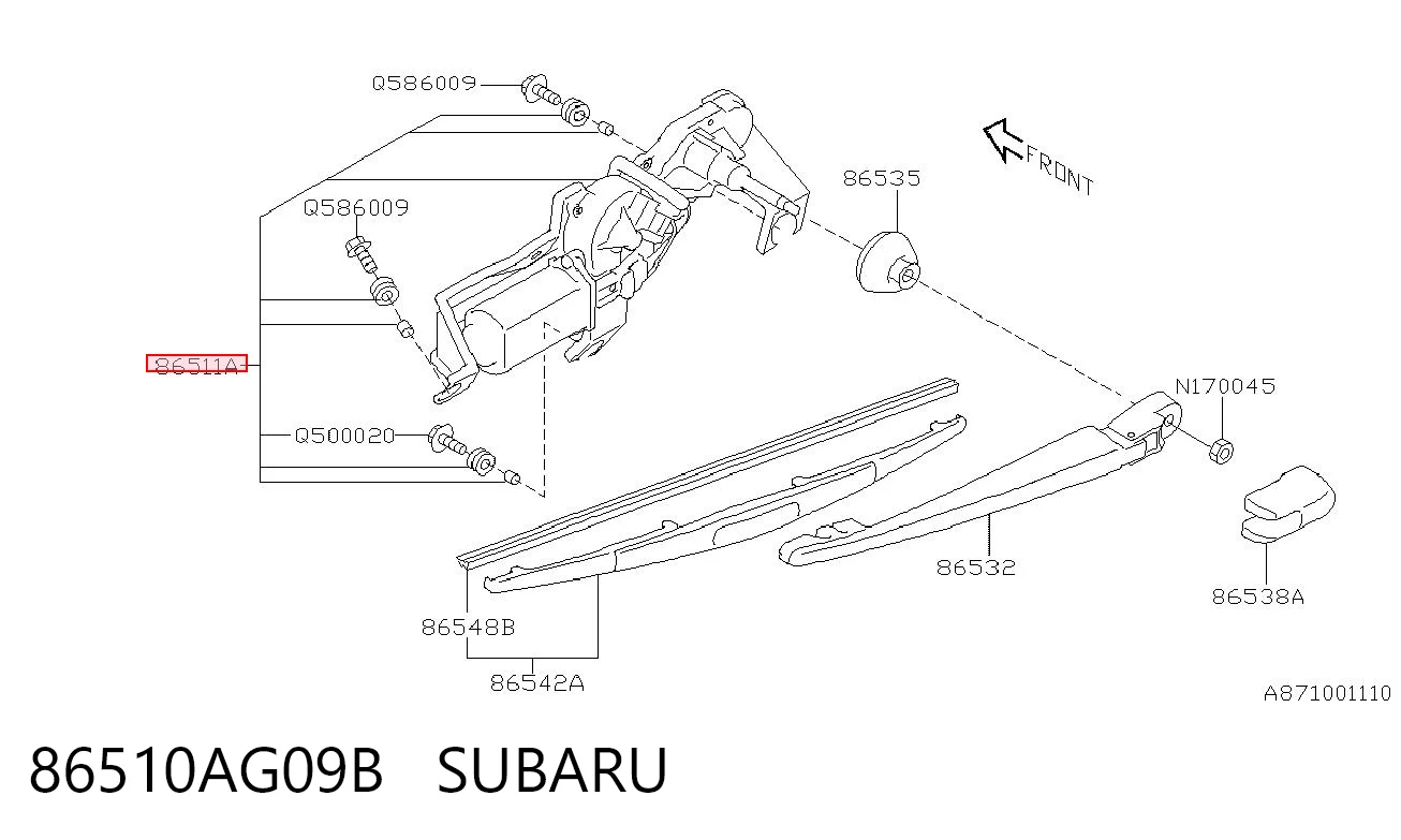 86510AG09B Subaru Моторчик заднього двірника