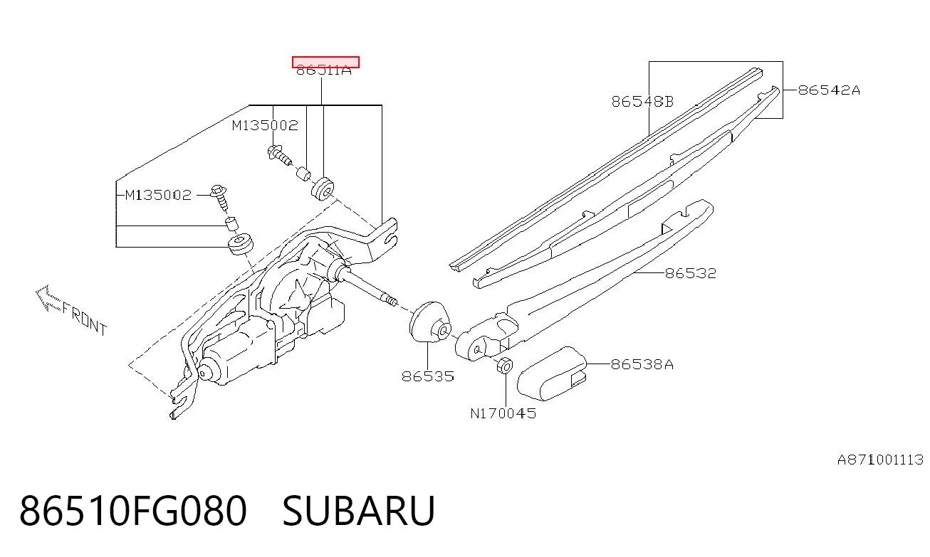 86510FG080 Subaru Моторчик заднього двірника
