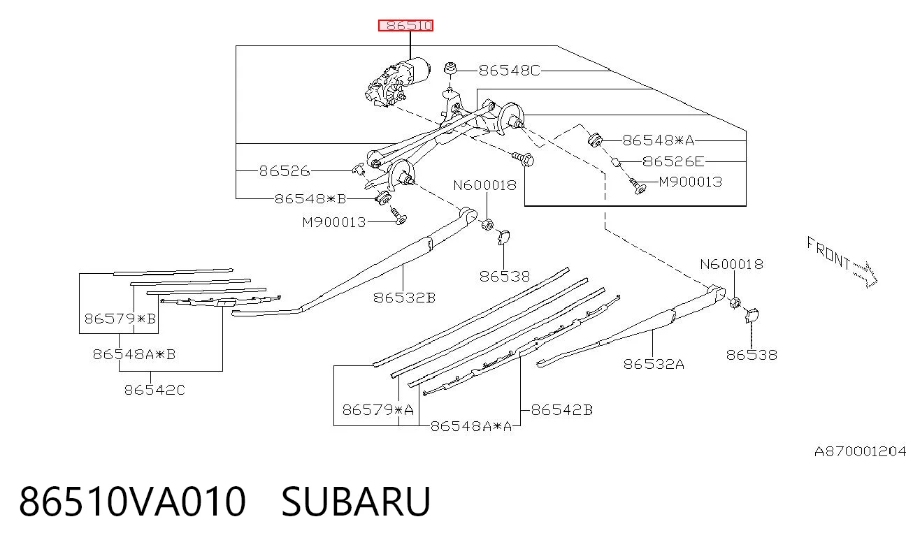 86510VA010 Subaru Мотор склоочисника скла (трапеції)
