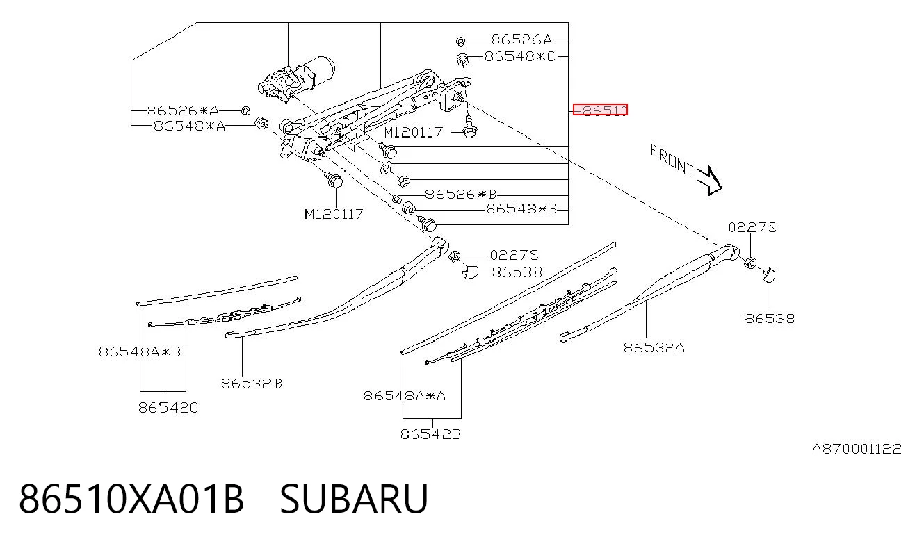 Трапеція склоочисника на Subaru Tribeca  