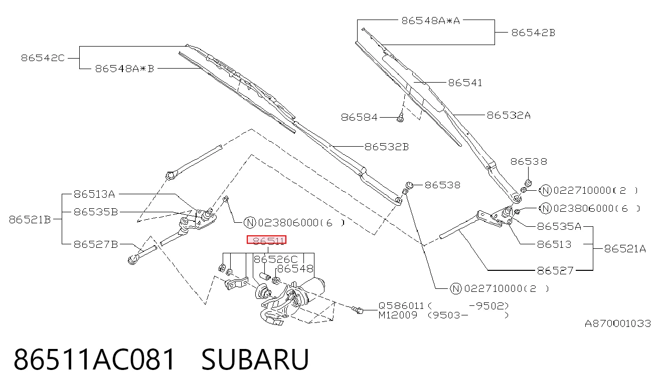 86511AC081 Subaru Мотор стеклоочищувача