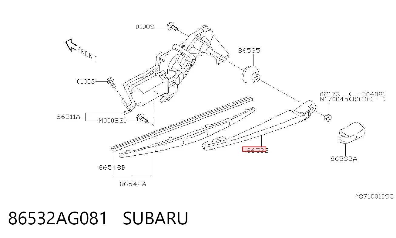 86532AG081 Subaru Важіль-поводок двірника заднього скла