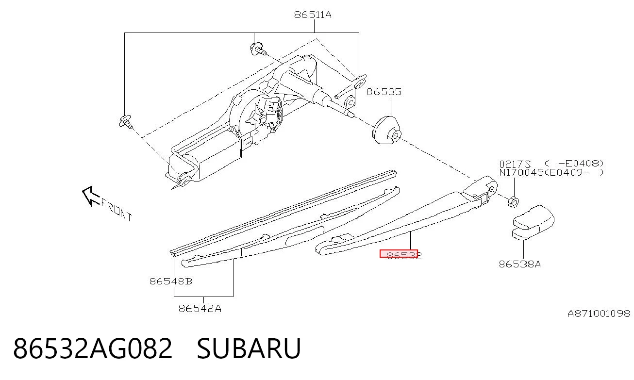 86532AG082 Subaru Важіль-поводок двірника заднього скла