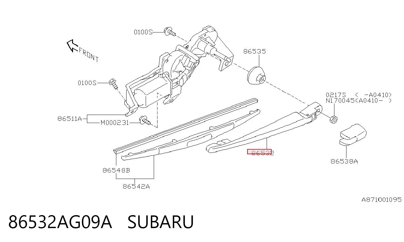 86532AG09A Subaru Важіль-поводок двірника заднього скла