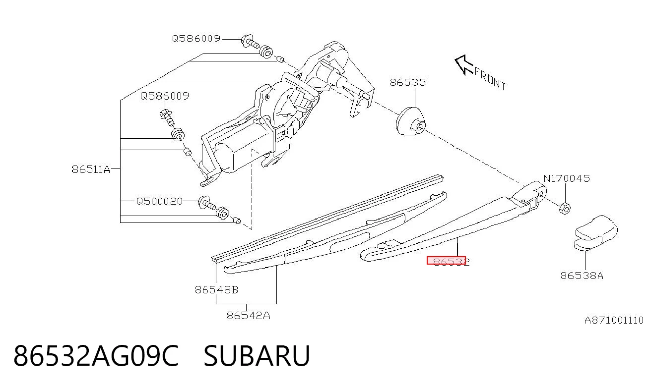 86532AG09C Subaru Важіль-поводок склоочисника заднього скла