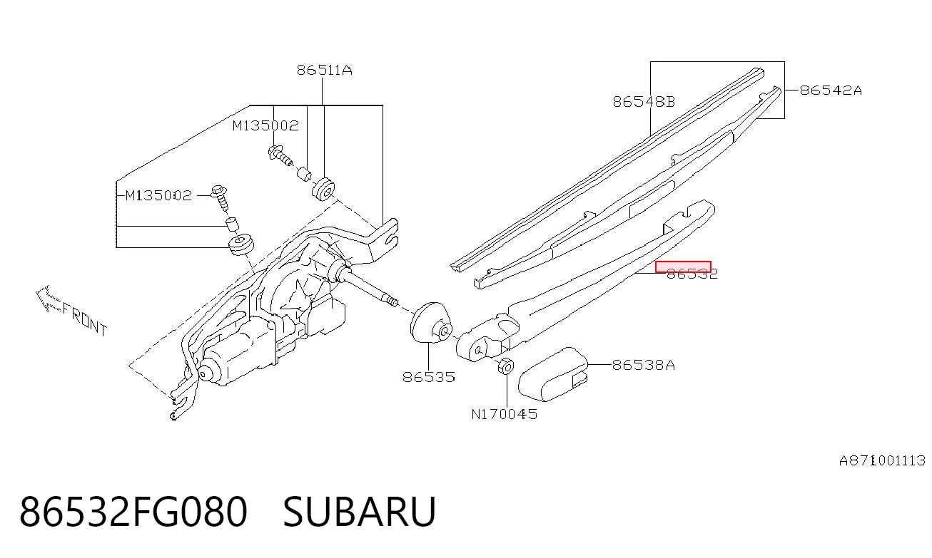 86532FG080 Subaru Важіль-поводок двірника заднього скла
