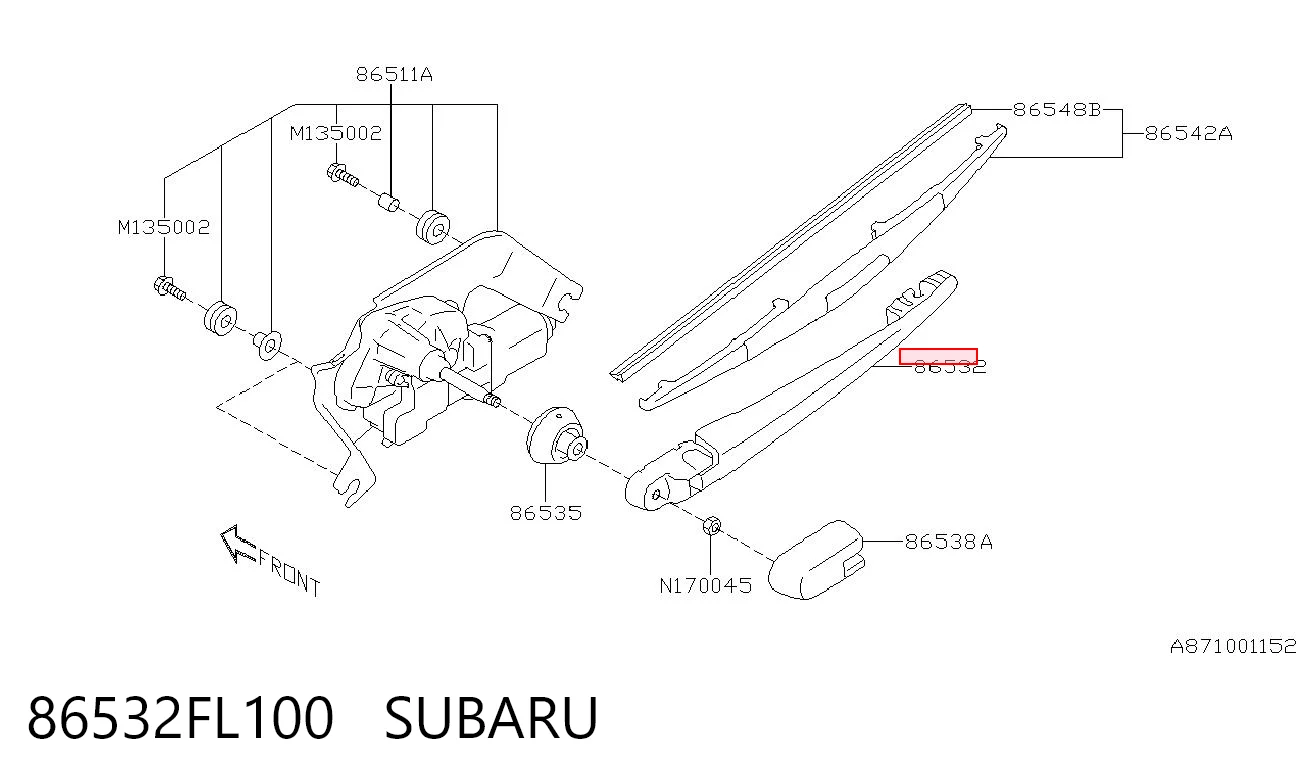 86532FL100 Subaru Важіль-поводок двірника заднього скла