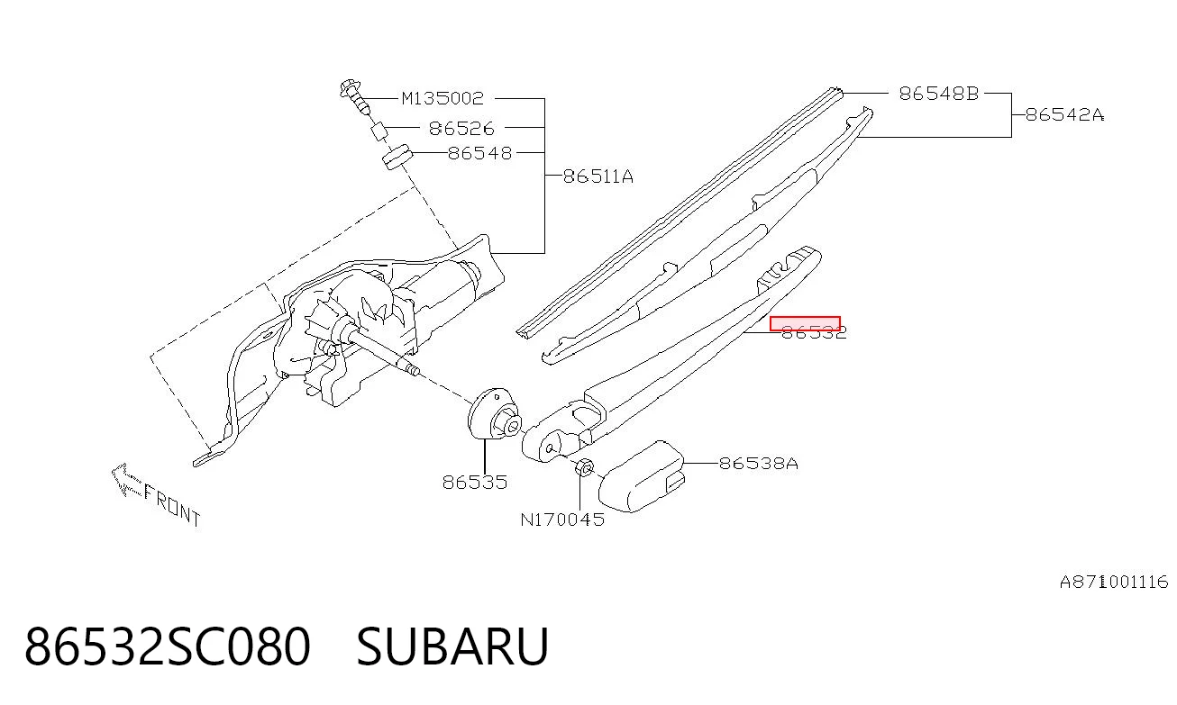 86532SC080 Subaru Важіль-поводок двірника заднього скла