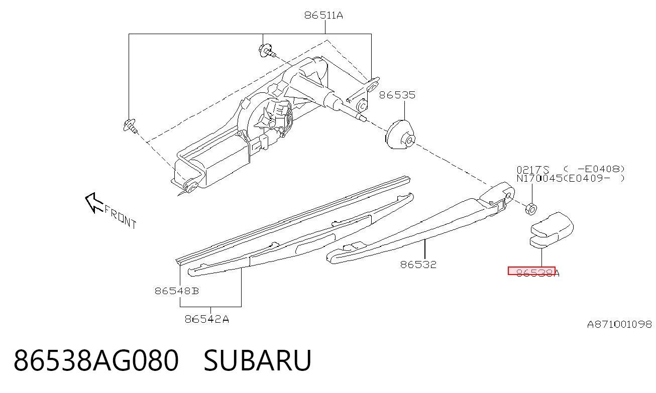 86538AG080 Subaru Заглушка гайки кріплення повідка заднього двірника