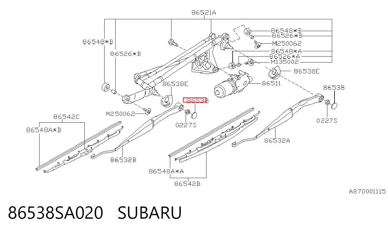 86538SA020 Subaru Заглушка гайки кріплення повідка переднього двірника