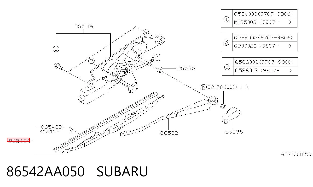 Щітка склоочисника задня на Subaru Forester I S10, SF