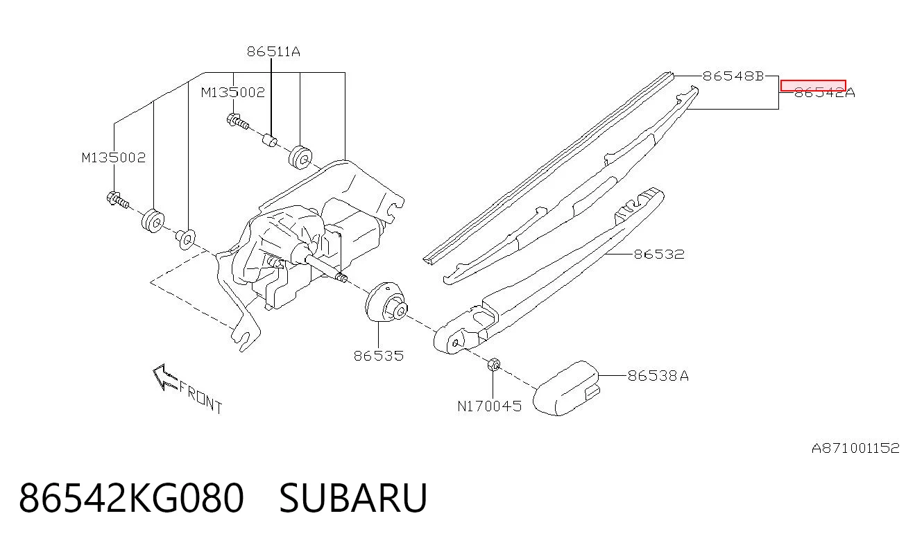 86542KG080 Subaru Щітка склоочисника задня