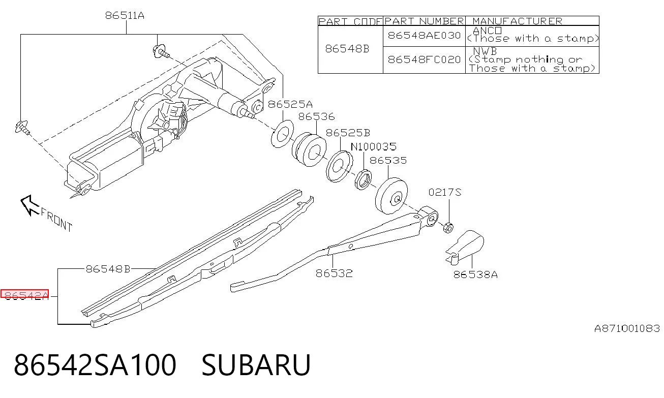 86542SA100 Subaru