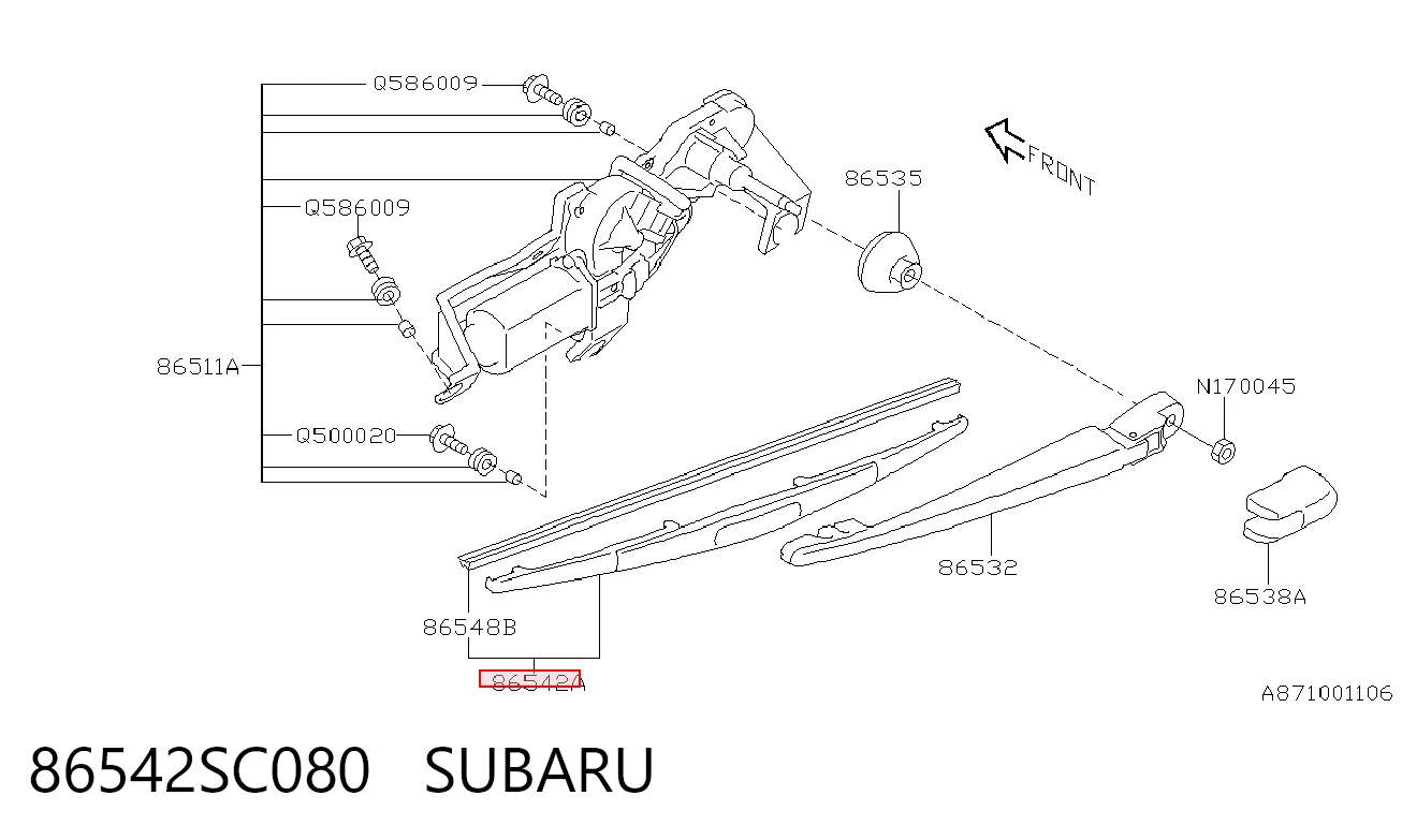 86542SC080 Subaru Щітка склоочисника задня