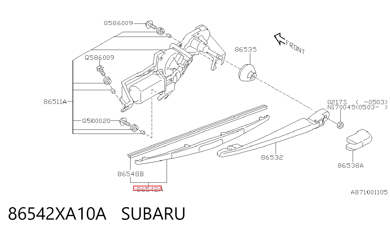86542XA10A Subaru Щітка склоочисника задня