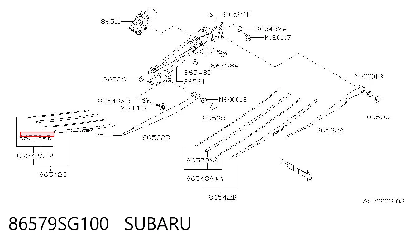 86579SG100 Subaru Гумка склоочисника водійська