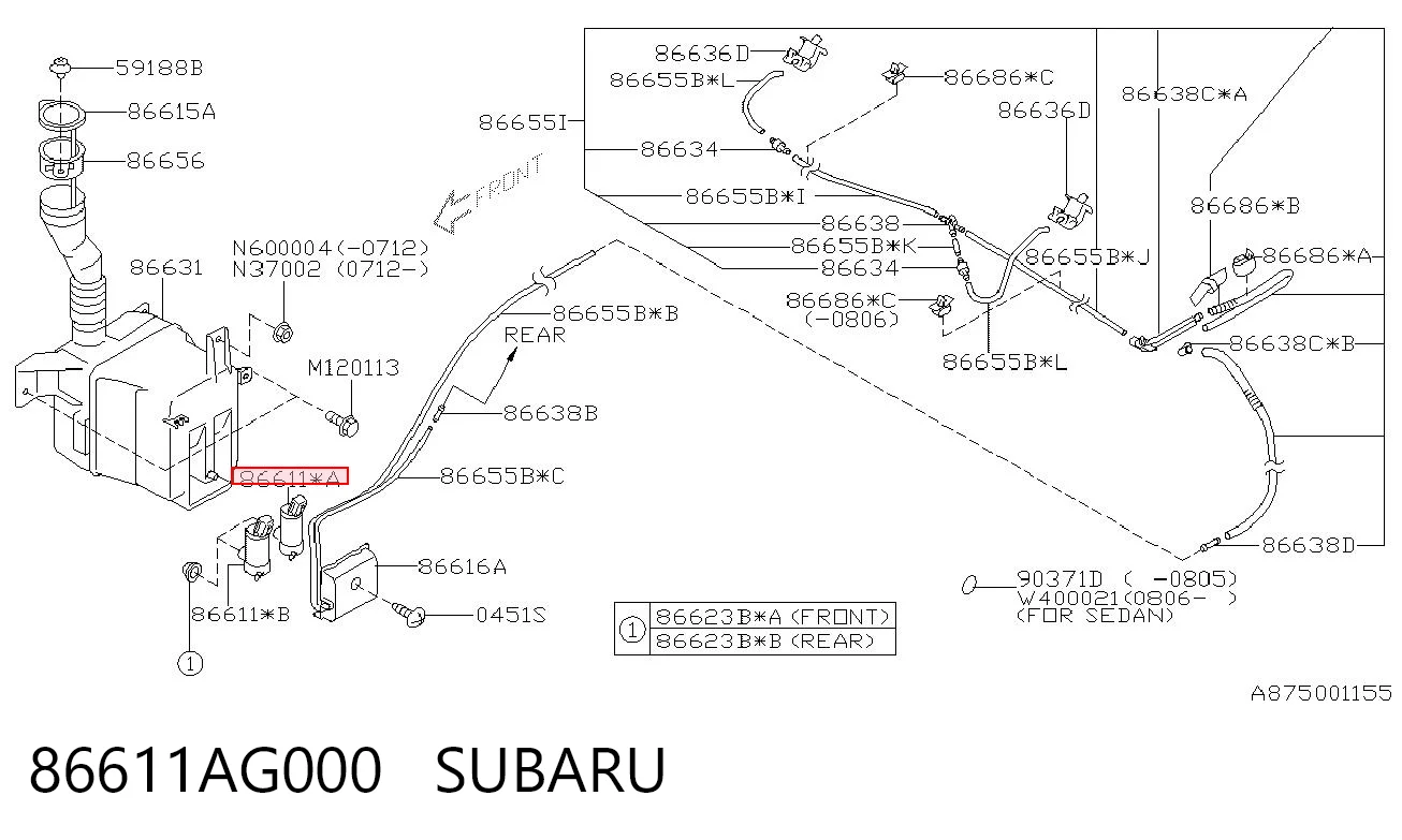 86611AG000 Subaru Двигун бачка омивача