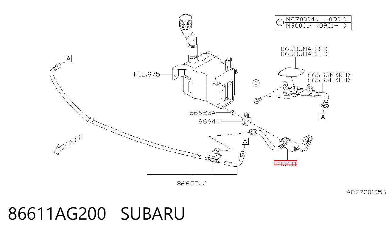 86611AG200 Subaru Насос-двигун омивача фар