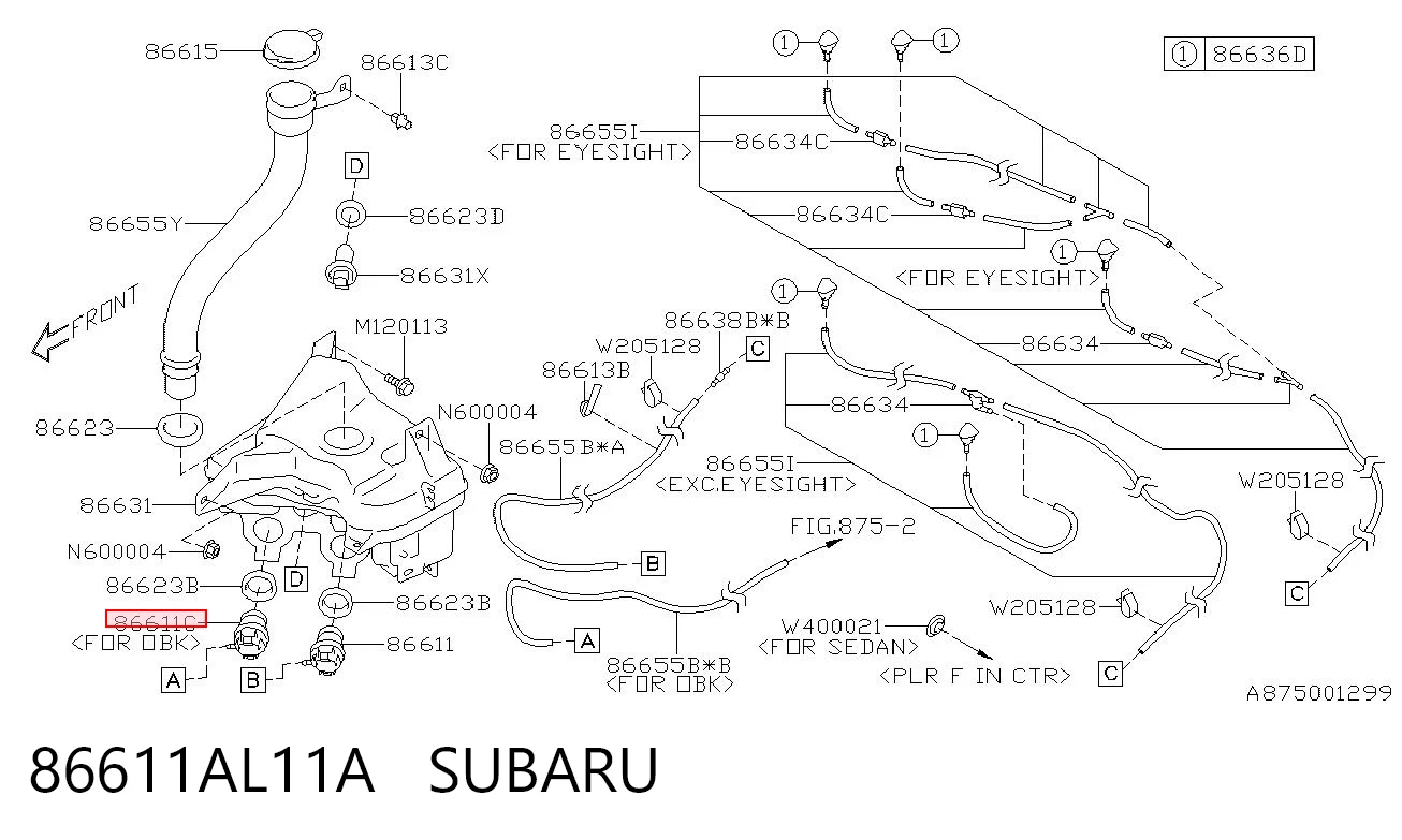 86611AL11A Subaru Мотор омивача