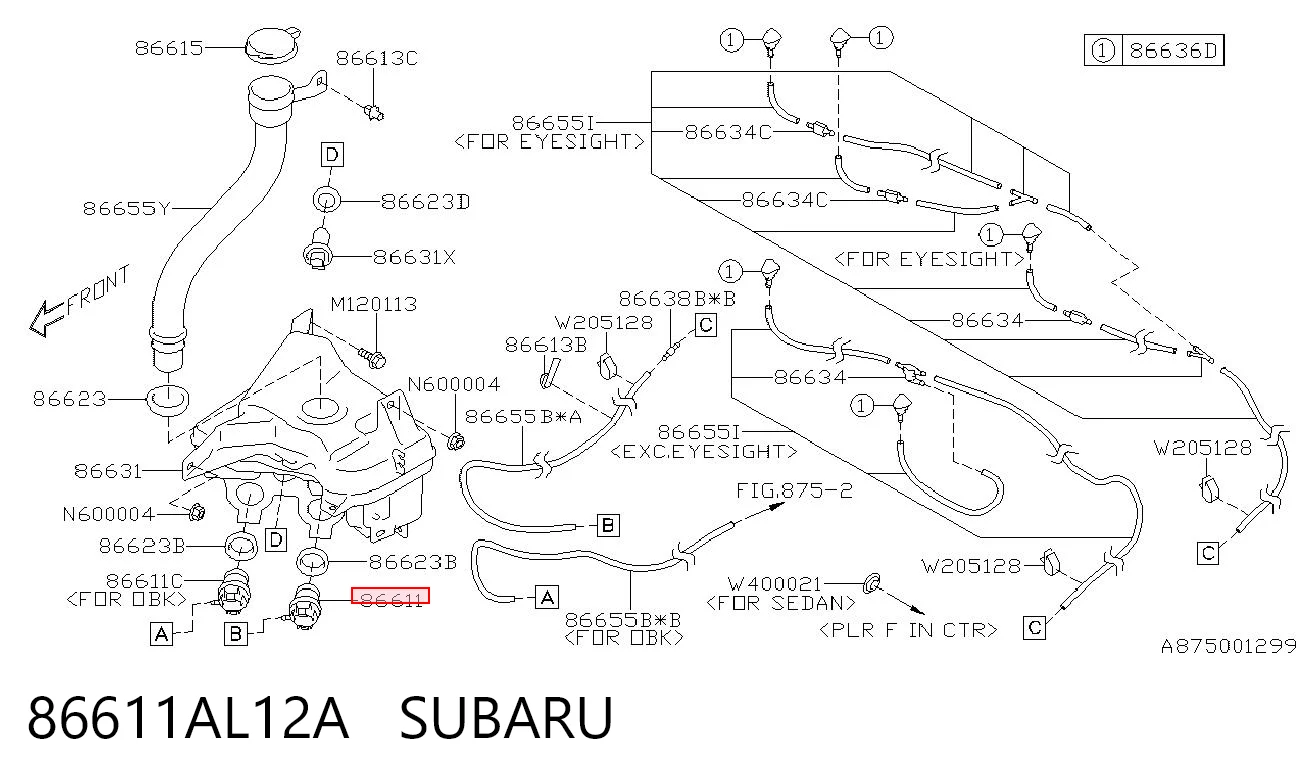 86611AL12A Subaru Мотор омивача