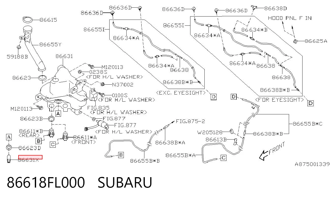 86618FL000 Subaru Датчик рівня бачка склоомивача