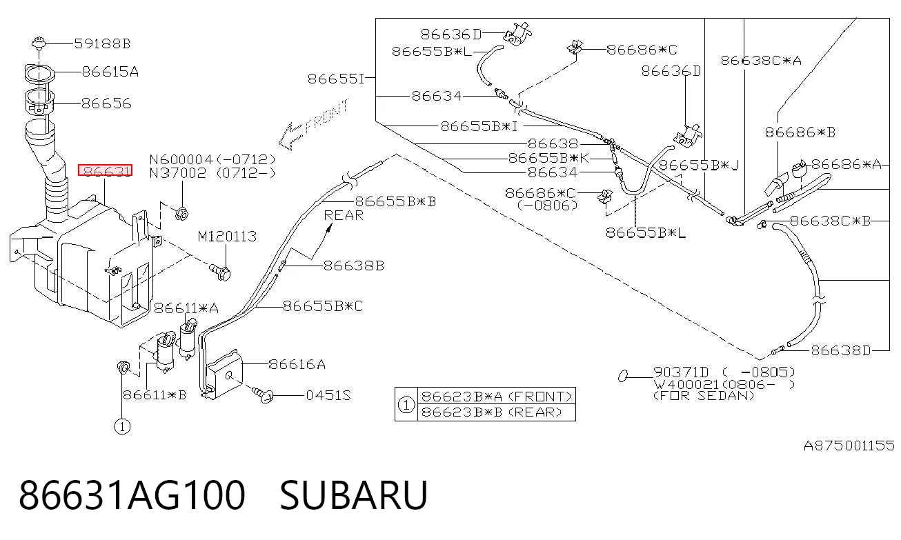 Бачок склоомивача на Subaru Outback III B13, BP