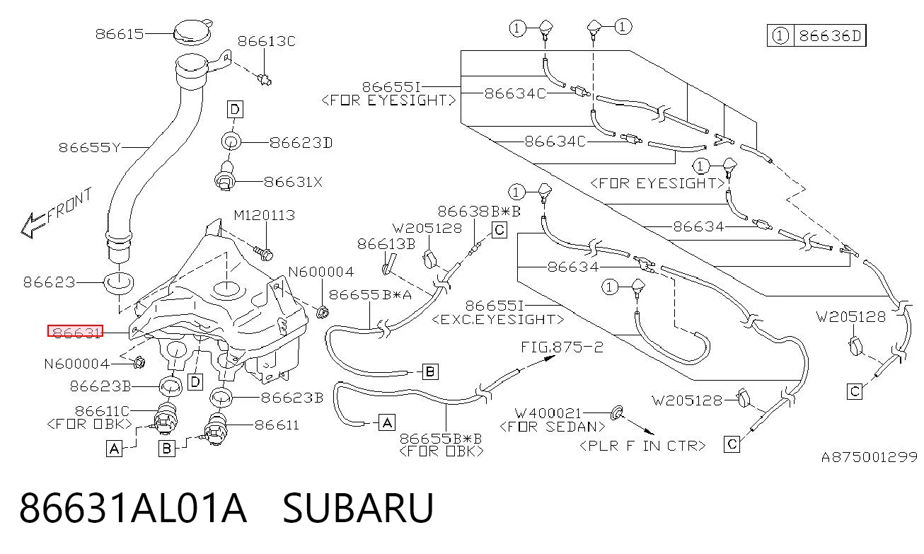 86631AL01A Subaru Бачок склоомивача