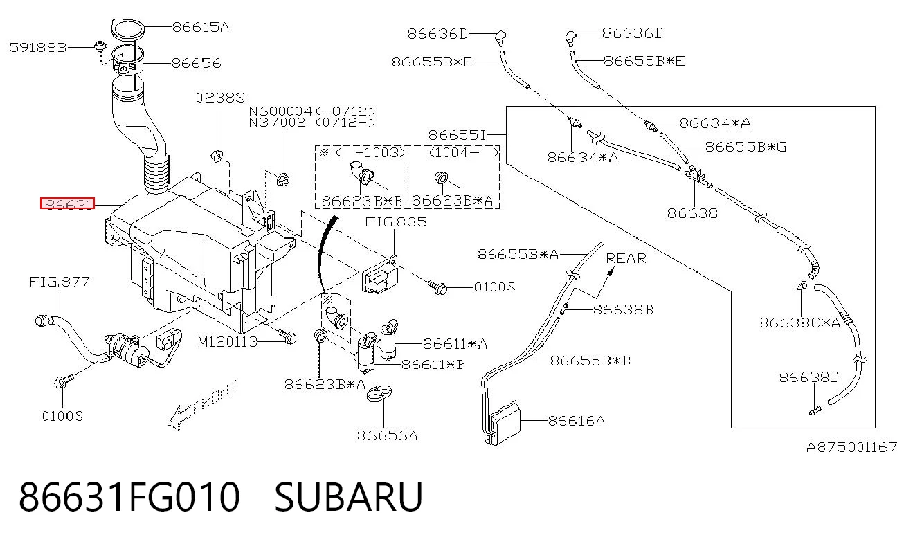 86631FG010 Subaru Бачок склоомивача