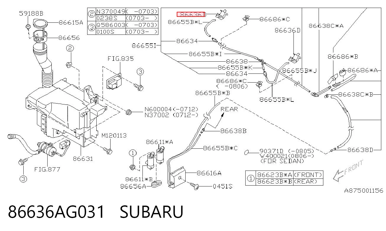 86636AG031 Subaru Сопло склоомивача вітрового скла