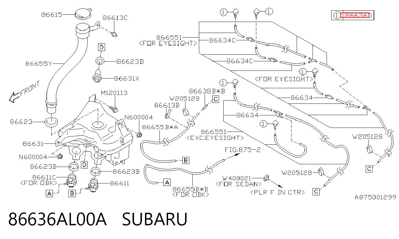 86636AL00A Subaru Сопло склоомивача вітрового скла