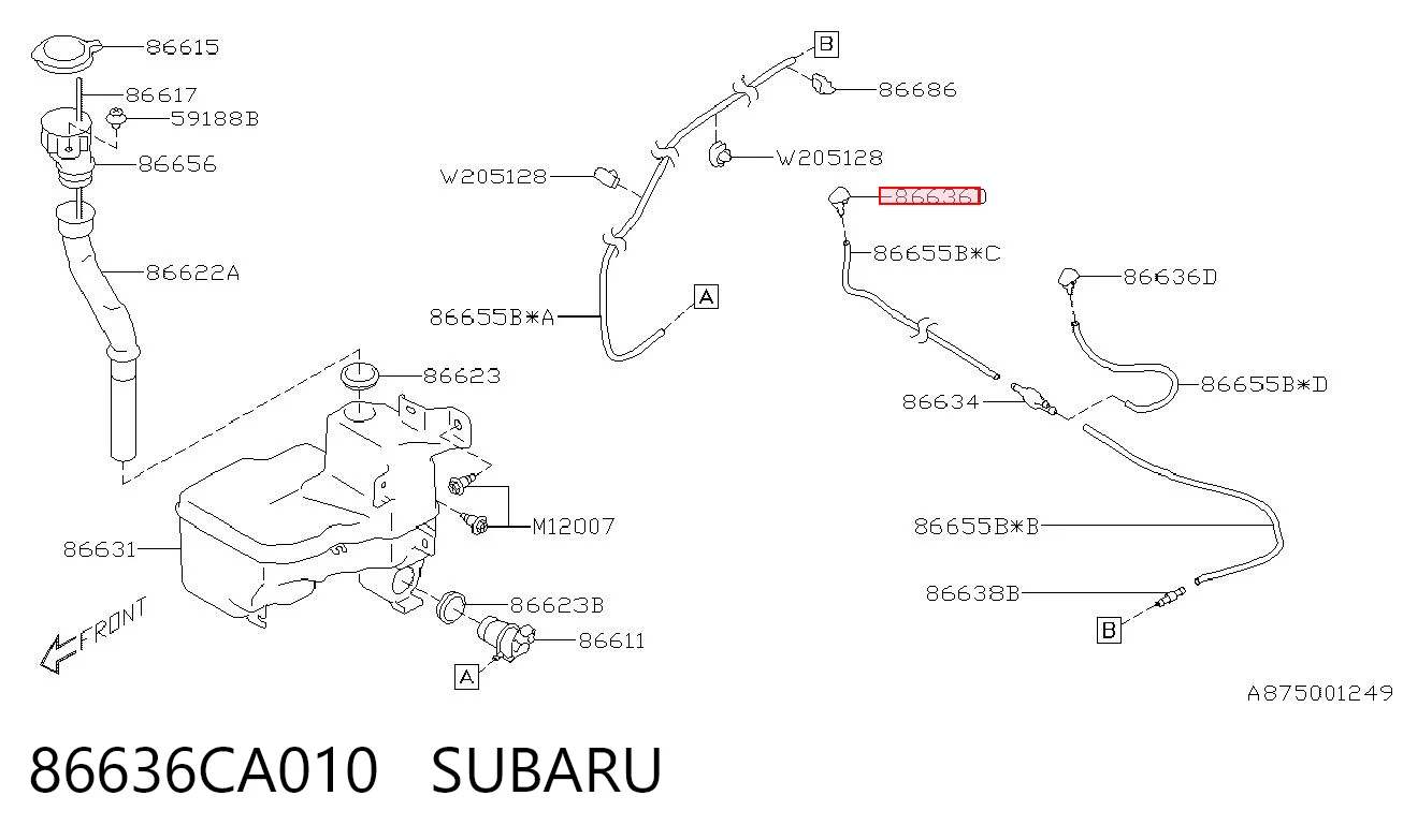 86636CA010 Subaru Сопло склоомивача вітрового скла