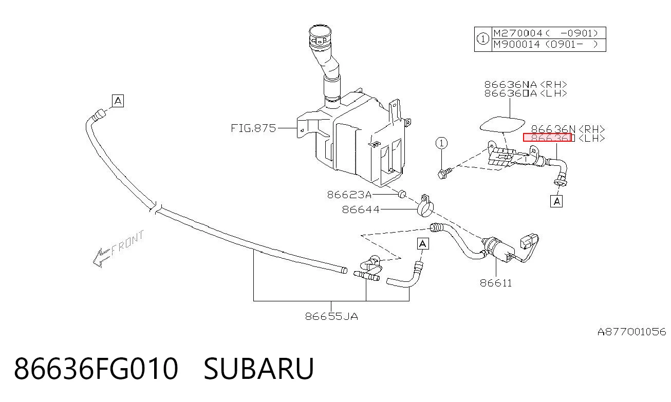 86636FG010 Subaru Сопло омивача фари передньої, лівої