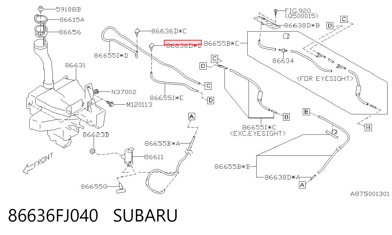 86636FJ040 Subaru Сопло склоомивача вітрового скла