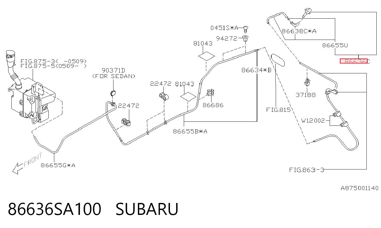 86636SA100 Subaru Омивач скла дверей задка