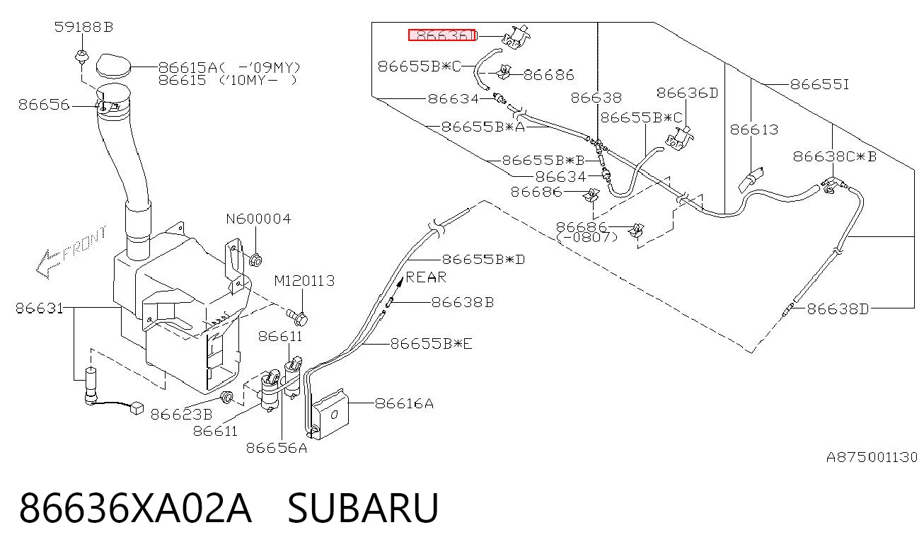 86636XA02A Subaru Форсунка омивача фари передньої