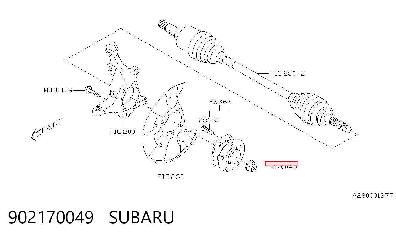 902170049 Subaru Гайка маточини задньої