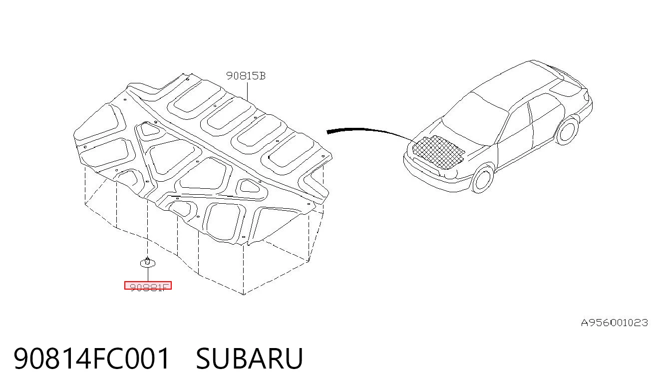 90814FC001 Subaru Пістон (кліп) утеплювача капота